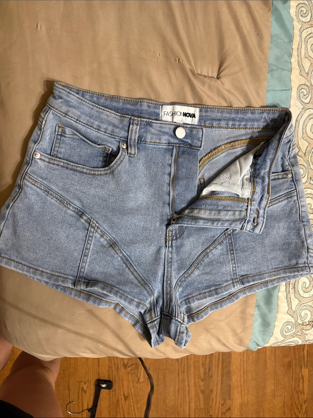 Fashion Nova Light Wash High-Rise Denim Shorts